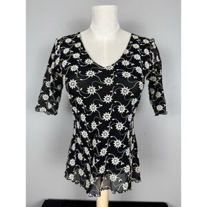 Vintage Karen Kane Lace Floral Top USA Made‎ Dark Romance Whimsical Whimsigoth